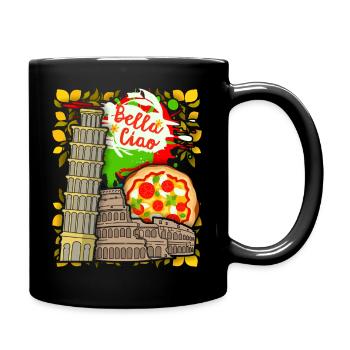 Italy Colosseum, Pisa, Pizza Design Bella-Ciao - Full Colour Mug - black - Right