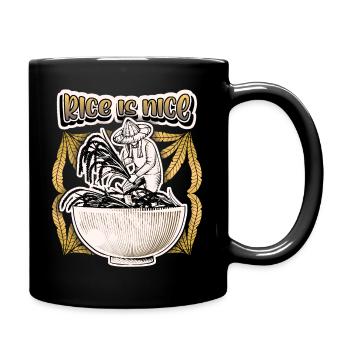 Riziculteur avec bol de riz, disant riz - Mug uni - noir - Droite