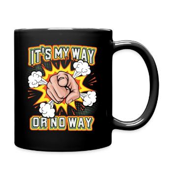 Pop art, hand and index finger, funny saying - Full Colour Mug - black - Right