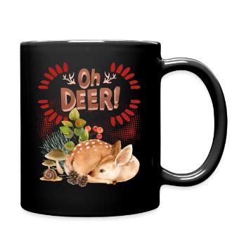 Reh Reh-Bambi Rehkitz im Wald lustiger Spruch, Pun - Tasse einfarbig - Schwarz - Rechts