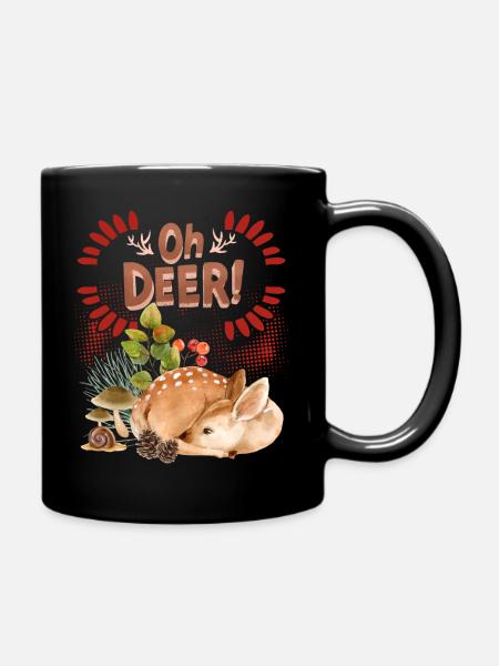 Reh Reh-Bambi Rehkitz im Wald lustiger Spruch, Pun - Tasse einfarbig - Schwarz