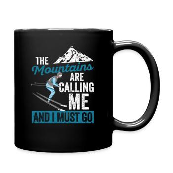 Skiing Winter sports Skiers The mountains are calling - Full Colour Mug - black - Right