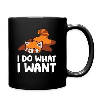Red Panda Sleeping Tired I Do What I Want Lazy - Full Colour Mug - black - Right
