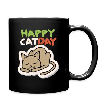 Cat, Happy Cat Day, Funny Cat, Cat Day - Full Colour Mug - black - Right