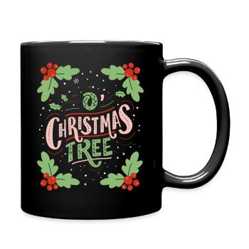Weihnachtsbaum, Weihnachten Typografie Spruch - Tasse einfarbig - Schwarz - Rechts
