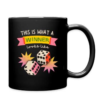 Winner Winner, Dice Gamer Saying Dice Game - Full Colour Mug - black - Right