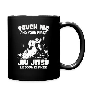 Touch Me And Your First Jiu Jitsu Lesson Is Free - Full Colour Mug - black - Right