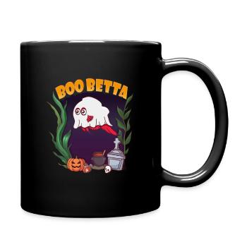 Boo Betta - Kampffisch Betta Splendens Halloween - Tasse einfarbig - Schwarz - Rechts