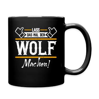 Wolf Geschenkidee Geschenk Geburtstag - Tasse einfarbig - Schwarz - Rechts