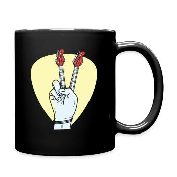 Music Lover Peace Sign Guitar Positive Guitarist - Full Colour Mug - black - Right