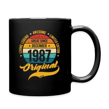 Retro 35 Years December 1987 Birthday Vintage - Tasse einfarbig - Schwarz - Rechts