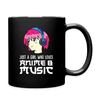 Nur ein Mädchen, das Anime und Musik liebt - Tasse einfarbig - Schwarz - Rechts
