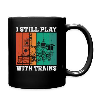 Je joue toujours avec les conducteurs de locomotives de trains - Mug uni - noir - Droite