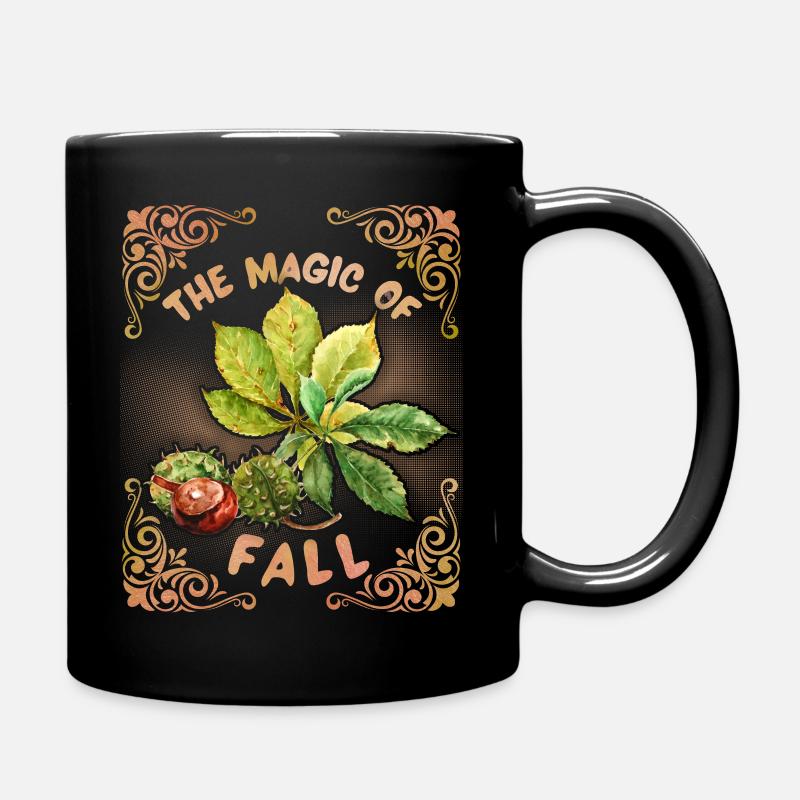 Automne, Automne, Automne, Feuilles de châtaignier, Feuilles de châtaignier - Mug uni - noir