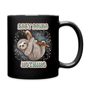 Sloth, Sloth, funny saying Doing-Nothing - Full Colour Mug - black - Right