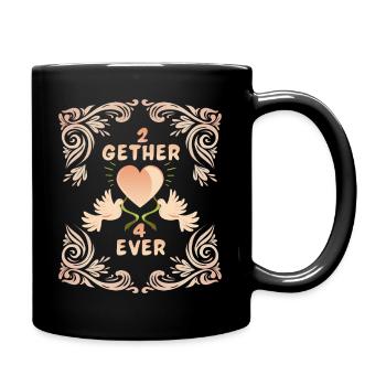 Hochzeit Wedding, Love-Liebe, Tauben, Valentinstag - Tasse einfarbig - Schwarz - Rechts