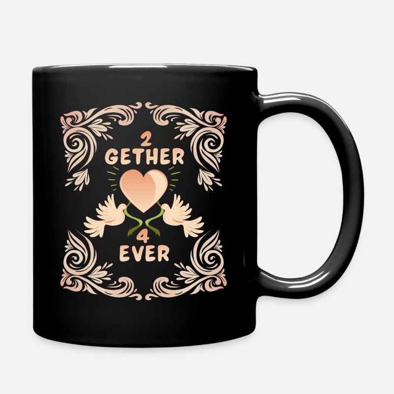 Hochzeit Wedding, Love-Liebe, Tauben, Valentinstag - Tasse einfarbig - Schwarz