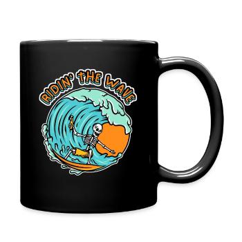 Funny Surfer, Surfing, Skull, Saying Surfing - Full Colour Mug - black - Right