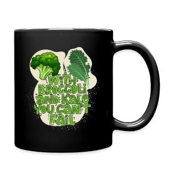 Broccoli and kale funny saying - Full Colour Mug - black - Right