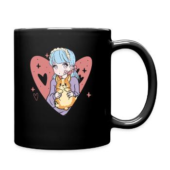 Anime Stylish Cute Girl Retro Kawaii - Mug uni - noir - Droite