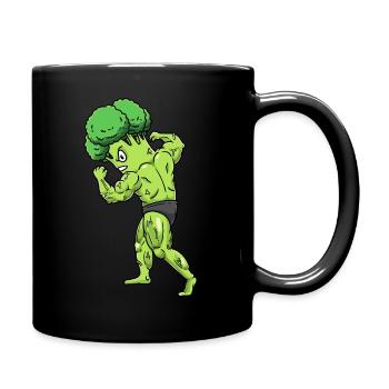 Brokkoli Fitness Fitnessstudio Motivation - Tasse einfarbig - Schwarz - Rechts