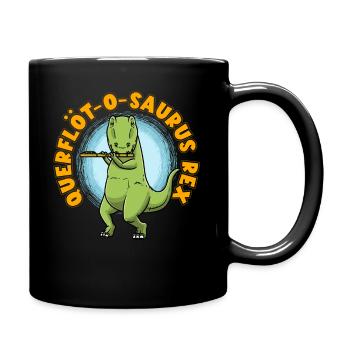 Querflöt-O-Saurus Rex Dinosaurier Querflöte - Tasse einfarbig - Schwarz - Rechts