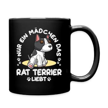 Rat Terrier Mädchen Plüschtier - Tasse einfarbig - Schwarz - Rechts
