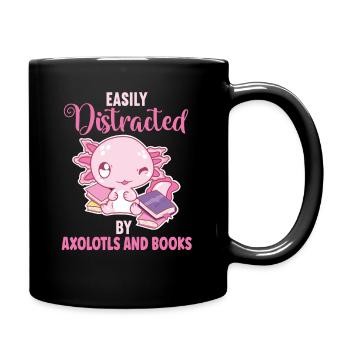 Leicht Von Axolotls Und Büchern Abgelenkt Buch - Tasse einfarbig - Schwarz - Rechts