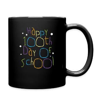 Happy 100th Day of School Students Teacher School - Full Colour Mug - black - Right