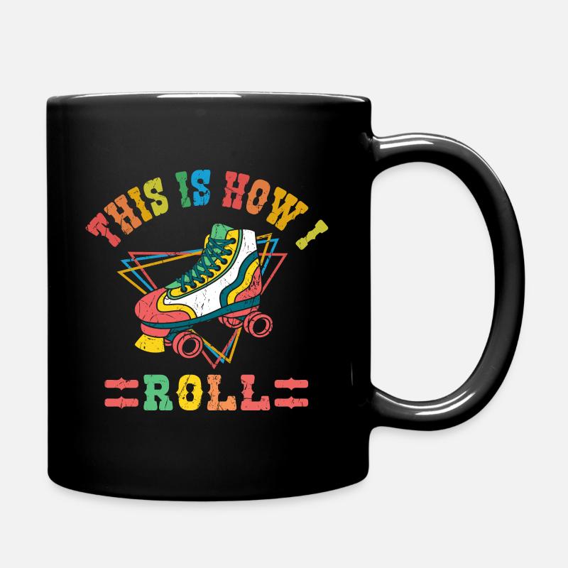Retro This Is How I Roll Vintage Roller Skating Skater - Full Colour Mug - black
