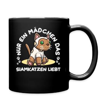 Siamkatze Katze Mädchen - Tasse einfarbig - Schwarz - Rechts