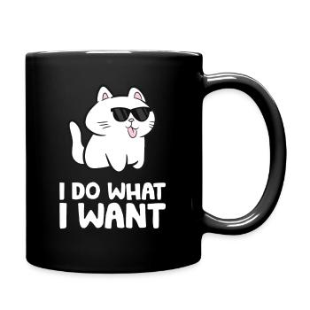 Je fais ce que je veux Kawaii chat - Mug uni - noir - Droite
