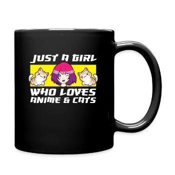 Nur ein Mädchen, das Anime und Katzen liebt - Tasse einfarbig - Schwarz - Rechts
