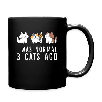 I Was Normal 3 Cats Ago Funny Cat Mom Dad - Full Colour Mug - black - Right