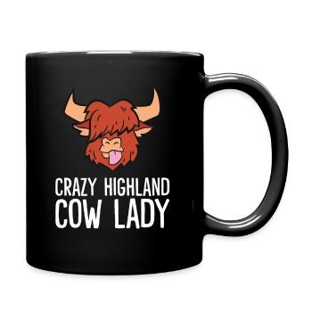 Schottische Hochlandkuh Dame Verrückte - Tasse einfarbig - Schwarz - Rechts