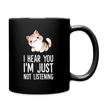 Je t’entends, je n’écoute pas Funny Cat - Mug uni - noir - Droite