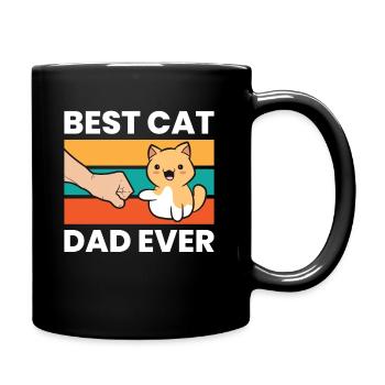 Vintage Cat Father Funny Best Cat Dad Ever - Full Colour Mug - black - Right