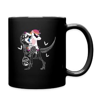 Dabbing Unicorn Riding T Rex Boys Girls Halloween - Tasse einfarbig - Schwarz - Rechts