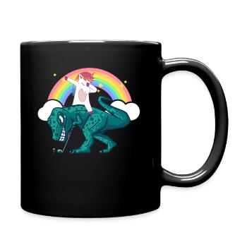 Dabbing Unicorn Riding T Rex Boys Girls Halloween - Tasse einfarbig - Schwarz - Rechts