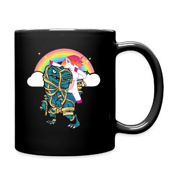 Dabbing Unicorn Riding T Rex Boys Girls Halloween - Tasse einfarbig - Schwarz - Rechts
