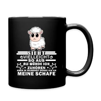 Schafe Schaf Schafzüchter Geschenk - Tasse einfarbig - Schwarz - Rechts