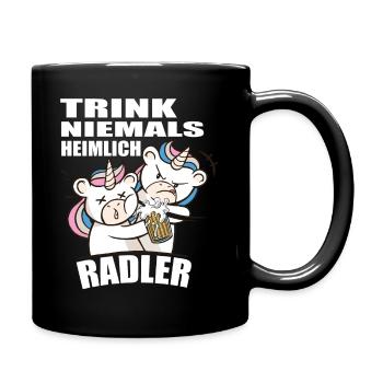 Einhorn saufen Trink niemals heimlich Radler - Tasse einfarbig - Schwarz - Rechts