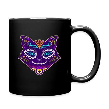 Painted Dia De Los Muertos Cat Day Of The Dead - Full Colour Mug - black - Right