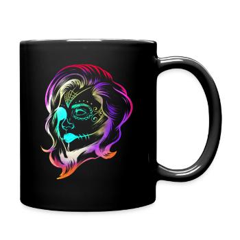 Colorful Stylized Female Calaveras Makeup Day Of - Tasse einfarbig - Schwarz - Rechts