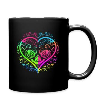 Peinture de crâne de sucre en forme de cœur pour le jour de la - Mug uni - noir - Droite