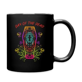 Day Of The Dead Casket Dia De Los Muertos - Full Colour Mug - black - Right