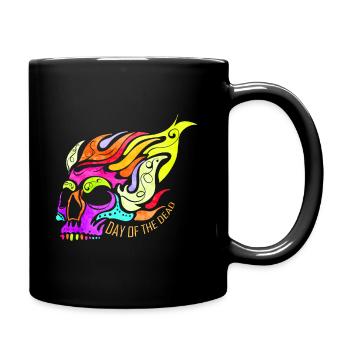 Colorful Flaming Skull For Day Of The Dead - Tasse einfarbig - Schwarz - Rechts