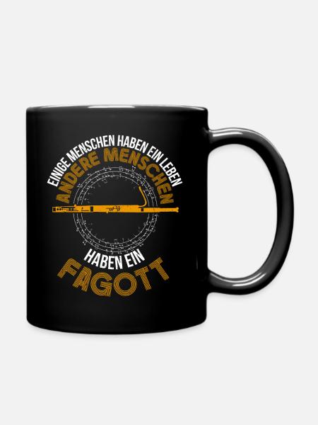 Fagott Instrument Bass Fagottist - Tasse einfarbig - Schwarz