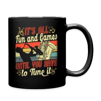 Its All Fun And Games Retro-saxophon - Tasse einfarbig - Schwarz - Rechts