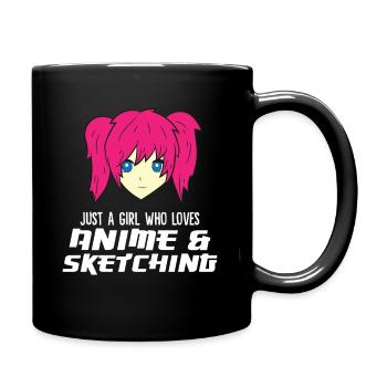 Just a Girl Who Loves Anime And Sketching Funny - Full Colour Mug - black - Right